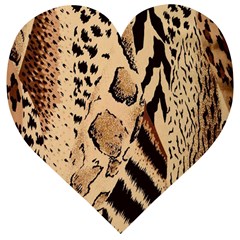 Animal-pattern-design-print-texture Wooden Puzzle Heart by nate14shop