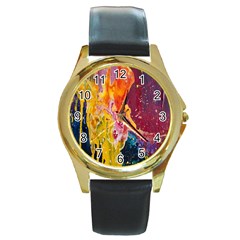 Art-color Round Gold Metal Watch by nate14shop