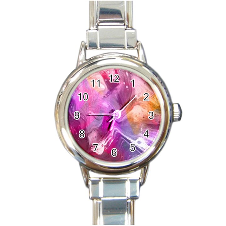 Background-color Round Italian Charm Watch