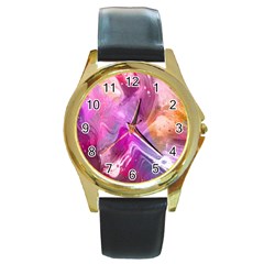 Background-color Round Gold Metal Watch by nate14shop