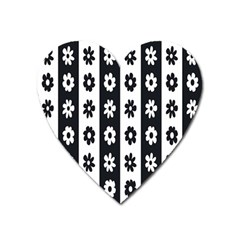 Black-and-white-flower-pattern-by-zebra-stripes-seamless-floral-for-printing-wall-textile-free-vecto Heart Magnet by nate14shop