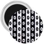 Black-and-white-flower-pattern-by-zebra-stripes-seamless-floral-for-printing-wall-textile-free-vecto 3  Magnets Front