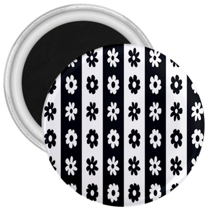 Black-and-white-flower-pattern-by-zebra-stripes-seamless-floral-for-printing-wall-textile-free-vecto 3  Magnets