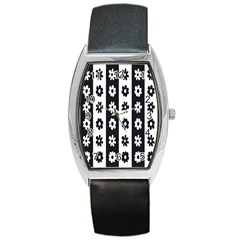 Black-and-white-flower-pattern-by-zebra-stripes-seamless-floral-for-printing-wall-textile-free-vecto Barrel Style Metal Watch by nate14shop