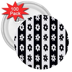 Black-and-white-flower-pattern-by-zebra-stripes-seamless-floral-for-printing-wall-textile-free-vecto 3  Buttons (100 Pack)  by nate14shop