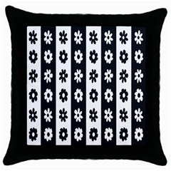 Black-and-white-flower-pattern-by-zebra-stripes-seamless-floral-for-printing-wall-textile-free-vecto Throw Pillow Case (black) by nate14shop