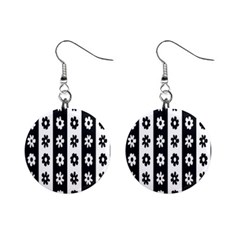 Black-and-white-flower-pattern-by-zebra-stripes-seamless-floral-for-printing-wall-textile-free-vecto Mini Button Earrings by nate14shop