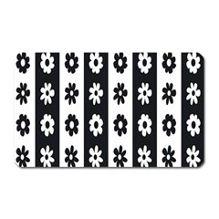 Black-and-white-flower-pattern-by-zebra-stripes-seamless-floral-for-printing-wall-textile-free-vecto Magnet (rectangular) by nate14shop