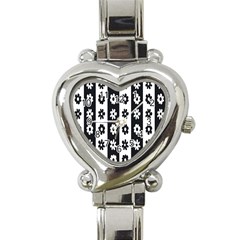 Black-and-white-flower-pattern-by-zebra-stripes-seamless-floral-for-printing-wall-textile-free-vecto Heart Italian Charm Watch by nate14shop