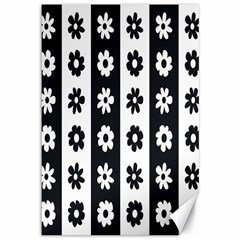 Black-and-white-flower-pattern-by-zebra-stripes-seamless-floral-for-printing-wall-textile-free-vecto Canvas 12  X 18  by nate14shop