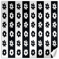 Black-and-white-flower-pattern-by-zebra-stripes-seamless-floral-for-printing-wall-textile-free-vecto Canvas 12  X 12 