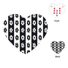 Black-and-white-flower-pattern-by-zebra-stripes-seamless-floral-for-printing-wall-textile-free-vecto Playing Cards Single Design (heart) by nate14shop