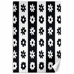 Black-and-white-flower-pattern-by-zebra-stripes-seamless-floral-for-printing-wall-textile-free-vecto Canvas 24  X 36  by nate14shop