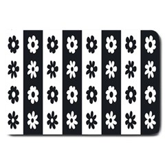 Black-and-white-flower-pattern-by-zebra-stripes-seamless-floral-for-printing-wall-textile-free-vecto Large Doormat  by nate14shop