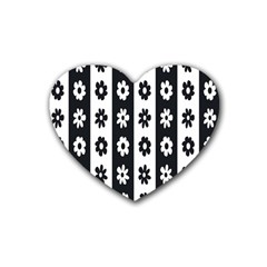 Black-and-white-flower-pattern-by-zebra-stripes-seamless-floral-for-printing-wall-textile-free-vecto Rubber Coaster (heart) by nate14shop