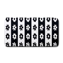 Black-and-white-flower-pattern-by-zebra-stripes-seamless-floral-for-printing-wall-textile-free-vecto Medium Bar Mats by nate14shop