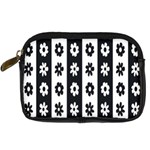 Black-and-white-flower-pattern-by-zebra-stripes-seamless-floral-for-printing-wall-textile-free-vecto Digital Camera Leather Case Front