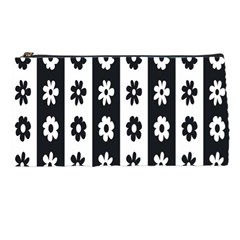 Black-and-white-flower-pattern-by-zebra-stripes-seamless-floral-for-printing-wall-textile-free-vecto Pencil Case by nate14shop