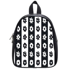 Black-and-white-flower-pattern-by-zebra-stripes-seamless-floral-for-printing-wall-textile-free-vecto School Bag (small) by nate14shop