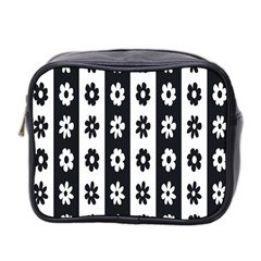 Black-and-white-flower-pattern-by-zebra-stripes-seamless-floral-for-printing-wall-textile-free-vecto Mini Toiletries Bag (two Sides) by nate14shop