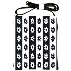 Black-and-white-flower-pattern-by-zebra-stripes-seamless-floral-for-printing-wall-textile-free-vecto Shoulder Sling Bag by nate14shop