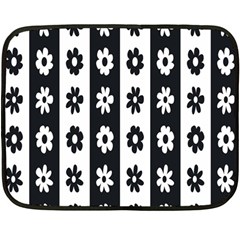 Black-and-white-flower-pattern-by-zebra-stripes-seamless-floral-for-printing-wall-textile-free-vecto Double Sided Fleece Blanket (mini) 