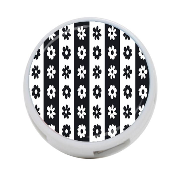 Black-and-white-flower-pattern-by-zebra-stripes-seamless-floral-for-printing-wall-textile-free-vecto 4-Port USB Hub (Two Sides)