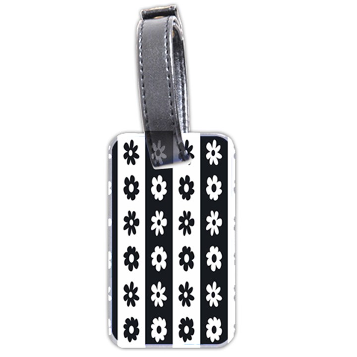 Black-and-white-flower-pattern-by-zebra-stripes-seamless-floral-for-printing-wall-textile-free-vecto Luggage Tag (two sides)