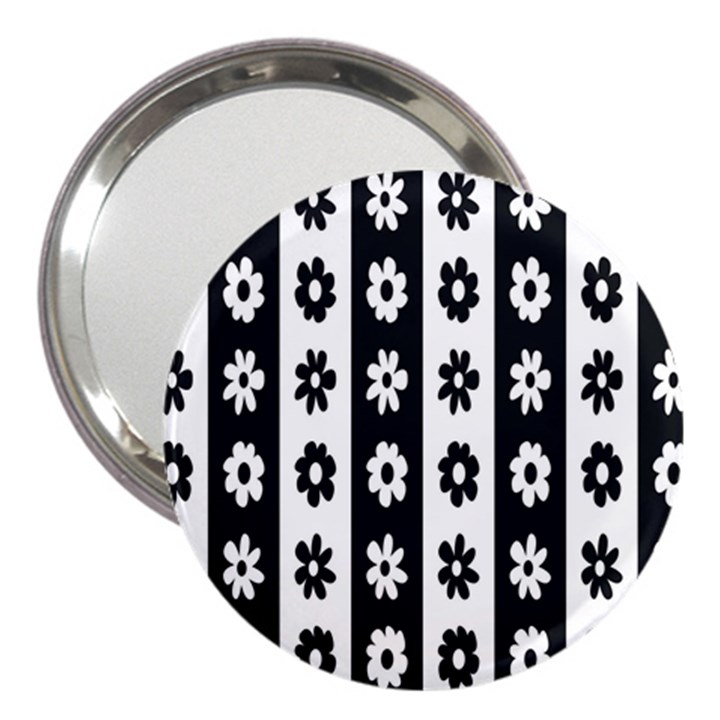 Black-and-white-flower-pattern-by-zebra-stripes-seamless-floral-for-printing-wall-textile-free-vecto 3  Handbag Mirrors