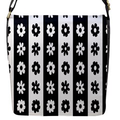 Black-and-white-flower-pattern-by-zebra-stripes-seamless-floral-for-printing-wall-textile-free-vecto Flap Closure Messenger Bag (s) by nate14shop