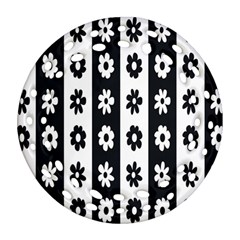 Black-and-white-flower-pattern-by-zebra-stripes-seamless-floral-for-printing-wall-textile-free-vecto Round Filigree Ornament (two Sides) by nate14shop