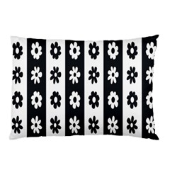 Black-and-white-flower-pattern-by-zebra-stripes-seamless-floral-for-printing-wall-textile-free-vecto Pillow Case (two Sides) by nate14shop