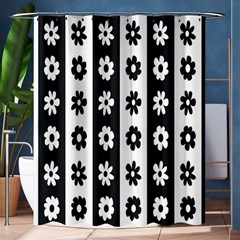 Black-and-white-flower-pattern-by-zebra-stripes-seamless-floral-for-printing-wall-textile-free-vecto Shower Curtain 60  X 72  (medium)  by nate14shop