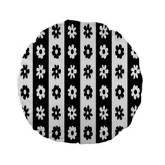 Black-and-white-flower-pattern-by-zebra-stripes-seamless-floral-for-printing-wall-textile-free-vecto Standard 15  Premium Flano Round Cushions