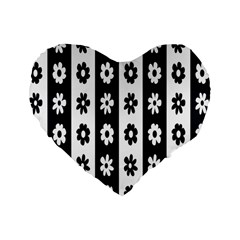 Black-and-white-flower-pattern-by-zebra-stripes-seamless-floral-for-printing-wall-textile-free-vecto Standard 16  Premium Heart Shape Cushions by nate14shop