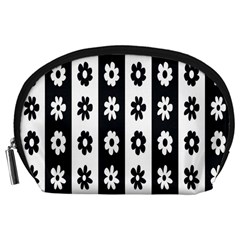 Black-and-white-flower-pattern-by-zebra-stripes-seamless-floral-for-printing-wall-textile-free-vecto Accessory Pouch (large) by nate14shop