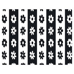 Black-and-white-flower-pattern-by-zebra-stripes-seamless-floral-for-printing-wall-textile-free-vecto Double Sided Flano Blanket (medium)  by nate14shop