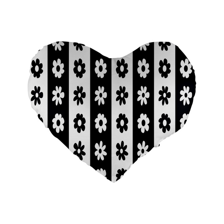 Black-and-white-flower-pattern-by-zebra-stripes-seamless-floral-for-printing-wall-textile-free-vecto Standard 16  Premium Flano Heart Shape Cushions