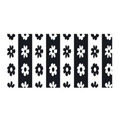 Black-and-white-flower-pattern-by-zebra-stripes-seamless-floral-for-printing-wall-textile-free-vecto Satin Wrap 35  X 70  by nate14shop