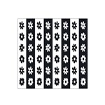 Black-and-white-flower-pattern-by-zebra-stripes-seamless-floral-for-printing-wall-textile-free-vecto Satin Bandana Scarf 22  x 22  Front