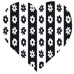 Black-and-white-flower-pattern-by-zebra-stripes-seamless-floral-for-printing-wall-textile-free-vecto Wooden Puzzle Heart by nate14shop