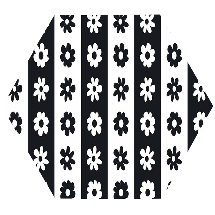 Black-and-white-flower-pattern-by-zebra-stripes-seamless-floral-for-printing-wall-textile-free-vecto Wooden Puzzle Hexagon