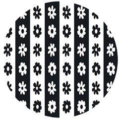 Black-and-white-flower-pattern-by-zebra-stripes-seamless-floral-for-printing-wall-textile-free-vecto Wooden Puzzle Round by nate14shop