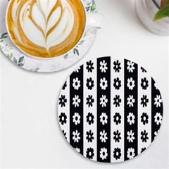 Black-and-white-flower-pattern-by-zebra-stripes-seamless-floral-for-printing-wall-textile-free-vecto Uv Print Round Tile Coaster