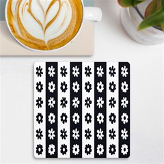 Black-and-white-flower-pattern-by-zebra-stripes-seamless-floral-for-printing-wall-textile-free-vecto Uv Print Square Tile Coaster 