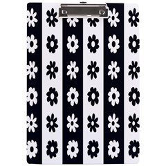 Black-and-white-flower-pattern-by-zebra-stripes-seamless-floral-for-printing-wall-textile-free-vecto A4 Clipboard by nate14shop