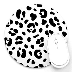 Blak-white-tiger-polkadot Round Mousepads by nate14shop