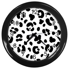 Blak-white-tiger-polkadot Wall Clock (black) by nate14shop