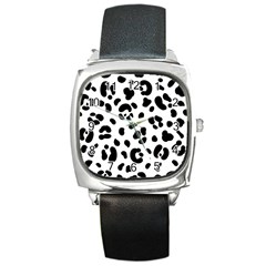 Blak-white-tiger-polkadot Square Metal Watch by nate14shop