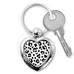 Blak-white-tiger-polkadot Key Chain (heart) by nate14shop